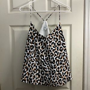 Strappy leopard tank with sexy scalloped neckline